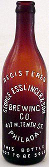 GEORGE ESSLINGER & SON BREWING COMPANY EMBOSSED BEER BOTTLE